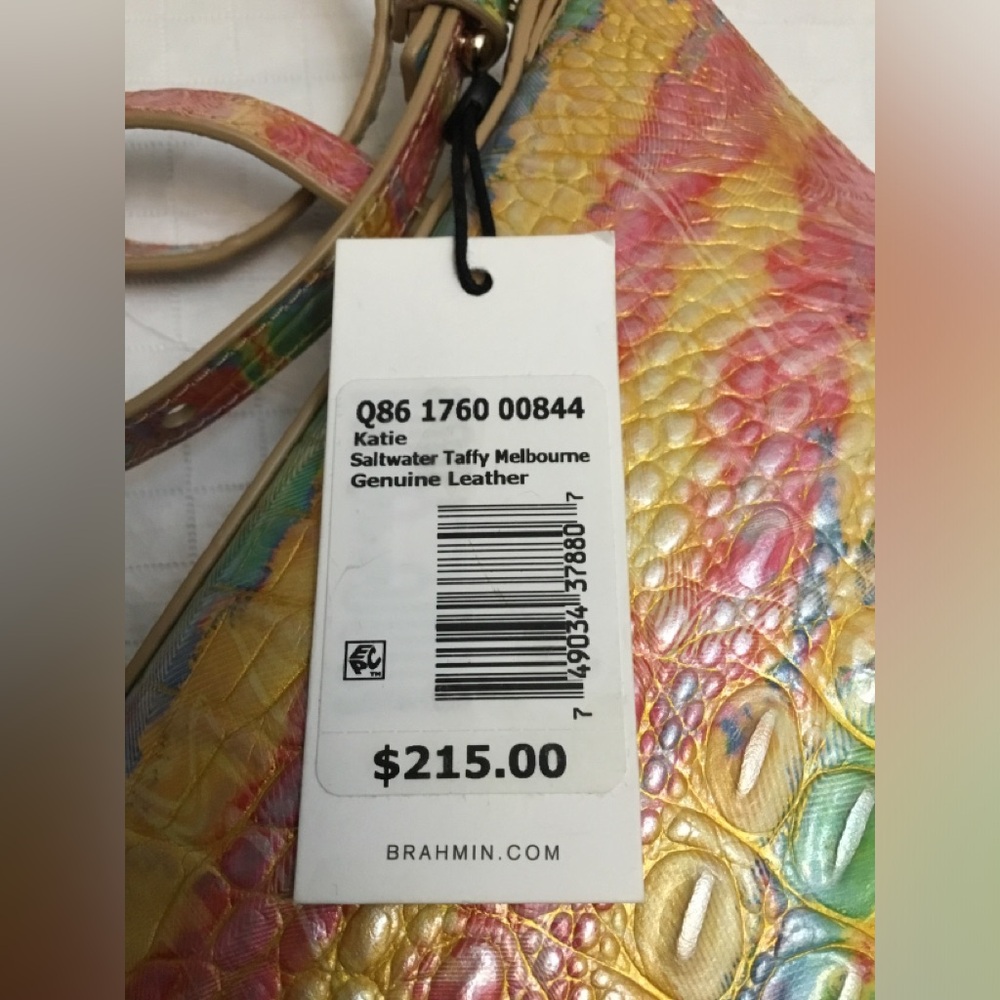 Brahmin Vibrant Shoulder Bag in Yellow, Pink, and Blue - Picture 10 of 16